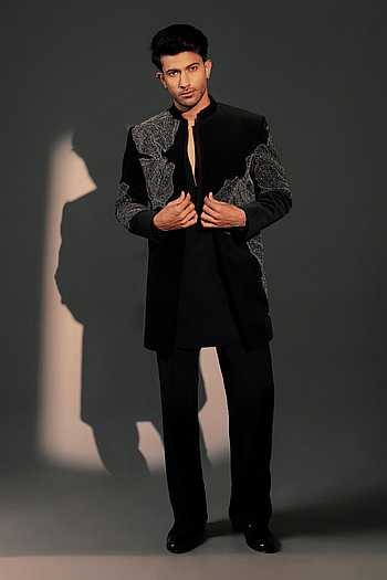 Velvique Embroidered Jacket & Kurta Set