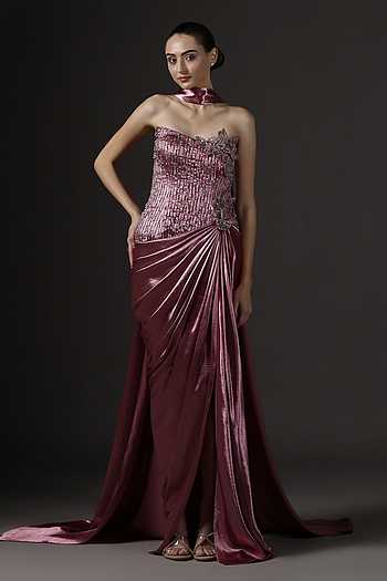 Hand Embroidered Bodice Gown & Drape Set