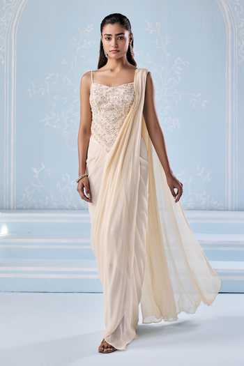 Selene Embellished Blouse With Pre-Draped Saree