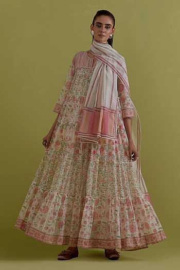 Floral Print Anarkali Set