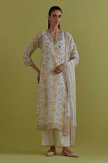 Cotton Chanderi Print Kurta Set