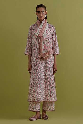 Floral Block Print Kurta Set