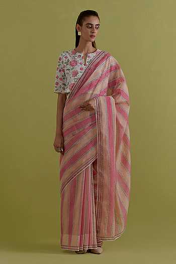 Hand Block Print Saree With Blouse