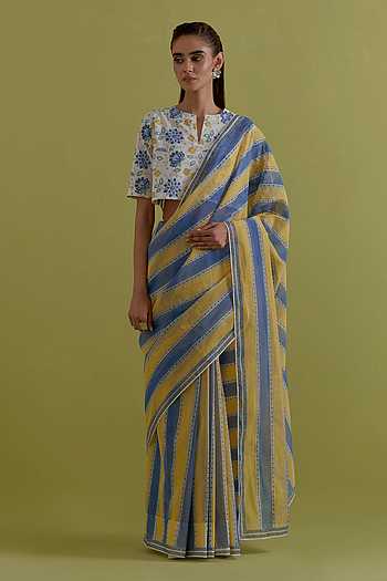 Striped Cotton Chanderi Saree & Blouse Set
