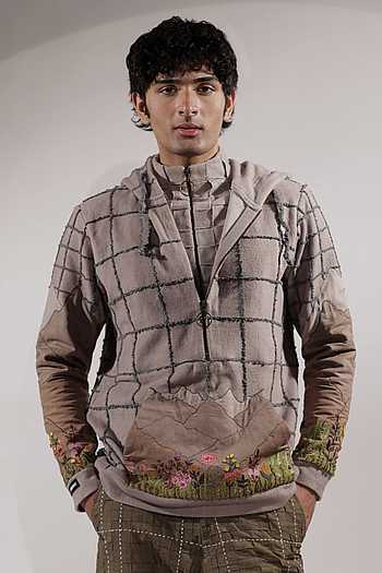 Mountain Patchwork Zip Up Hoodie
