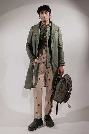 Leatherette Trench Coat With Belt