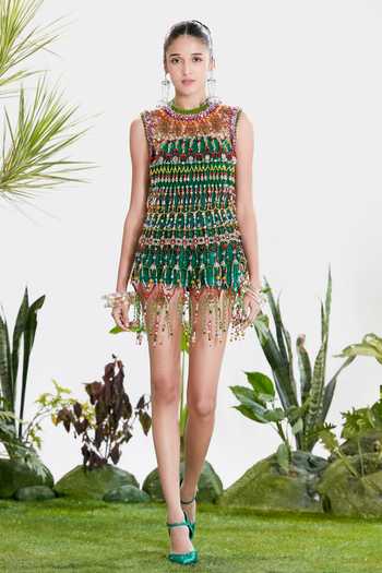 Shop Green designer Velvet Dresses for Women Online | Aza Fashions