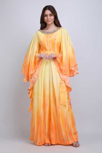 strapless open back dress 70s Psychedelic Orange Jumpsuit | XS-S main image 0