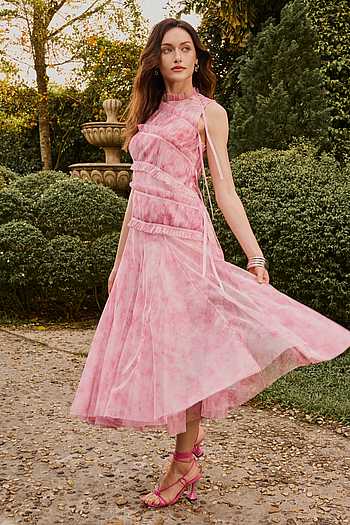 pink tie dye midi dress Good As Always Tie Dye Midi Dress - Hot Pink/Combo
