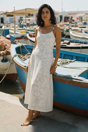 Buy White Cotton Scoop Neck Crochet Maxi Dress For Women by Poppi Online at  Aza Fashions in CA