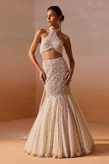 Embellished Fishtailed Skirt With Blouse