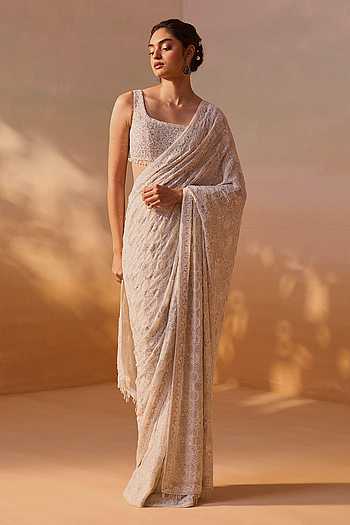 Tonal Embroidered Saree & Blouse Set
