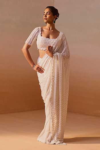 Tonal Sequin Embroidered Saree With Blouse