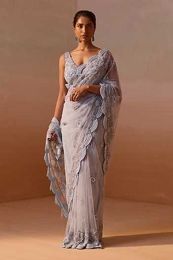 Tonal Floral Embroidered Blouse With Blouse