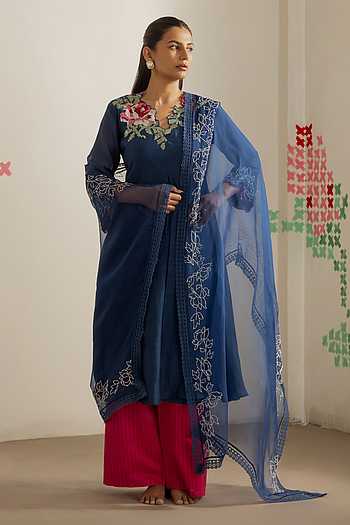 Embroidered Kurta Palazzo Set