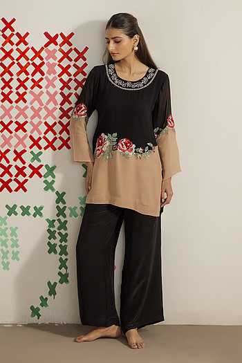 Ombre Embroidered Kurta & Palazzo Set