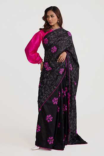 Shibori Palla Saree With Unstitched Blouse Piece