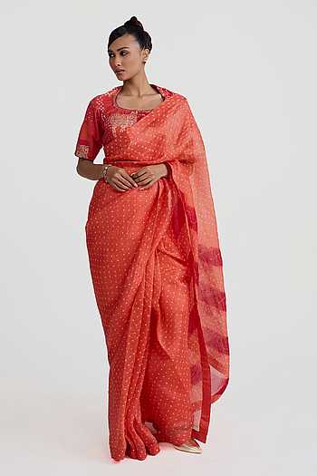 Bandhani Organza Saree With Blouse