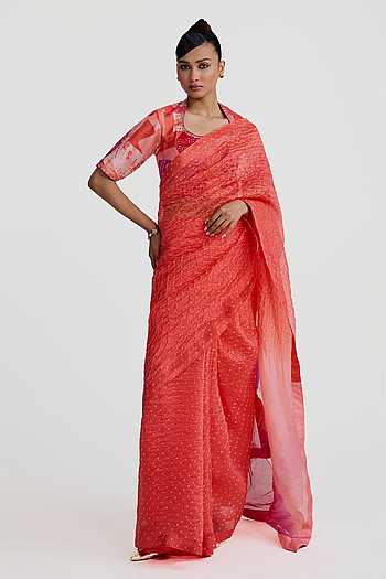 Bandhani Saree With Patchwork Blouse