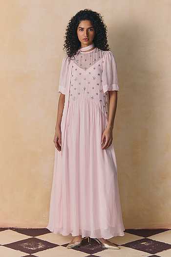 Blush Tabby Silk Maxi Dress