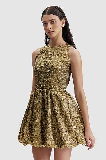 Antique Gold Puffer Dress