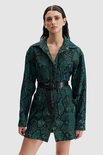 Serpent Denim Trucker Shirt Dress