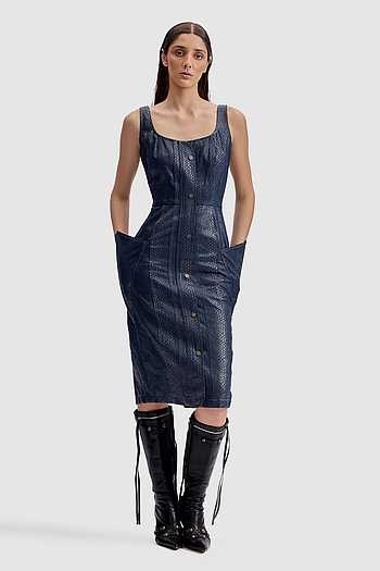 Serpentine Foil Utility Midi Dress
