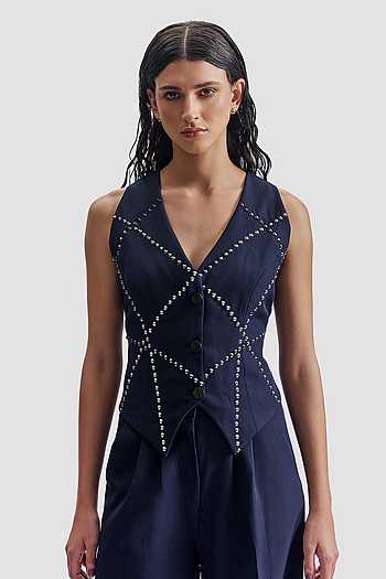 Stud Grid Tailored Waistcoat