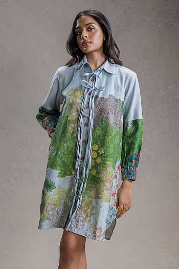 Blue Blume Print Dress