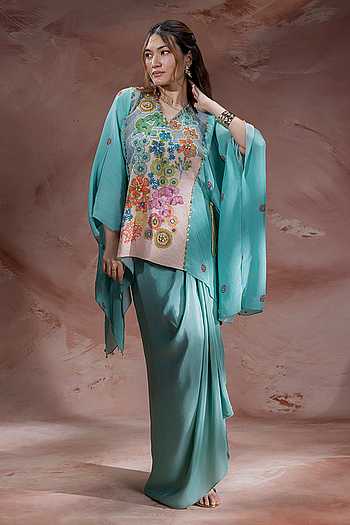 Kaia Embroidered Kaftan With Skirt