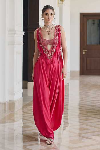 Pentas V Neck Jumpsuit & Bustier Set