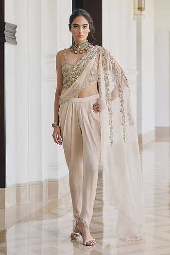 Adeium Satin Georgette Blouse & Dhoti Pant Set