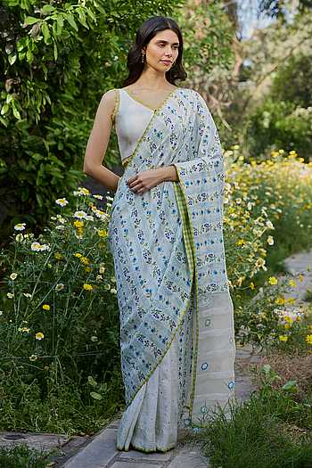 Hidden Orchard Ivory Saree