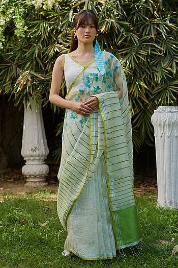 Water To Wood Ivory Jamdani Saree