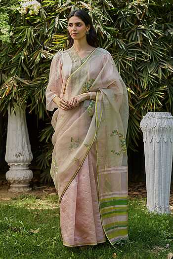 Blush & Berry Pink Jamdani Saree