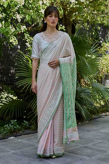 Crossroads Pink Printed Saree