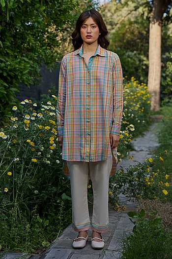 Field To Shore Checkered Kurta & Pant Set
