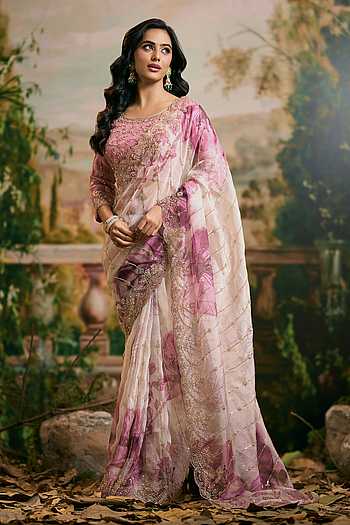 Embroidered & Printed Saree Blouse Set