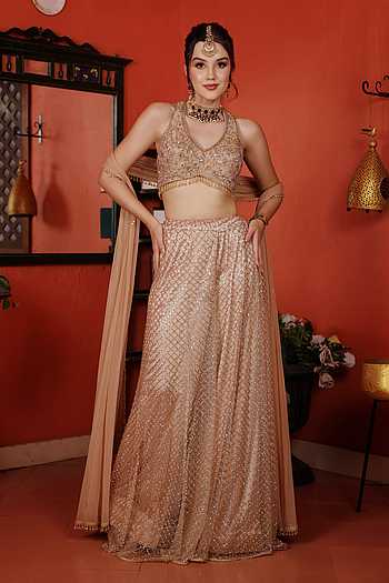 Satin Net Blouse & Sharara Set
