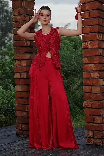 Cutwork Jacket Palazzo Set
