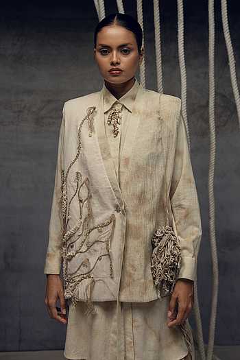 Jute Embroidered Kimono Jacket