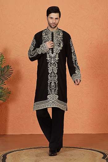 Embroidered Cotton Kurta & Pant Set