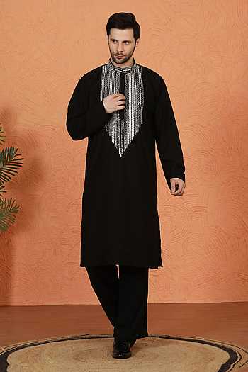 Embroidered Cotton Kurta & Pant Set