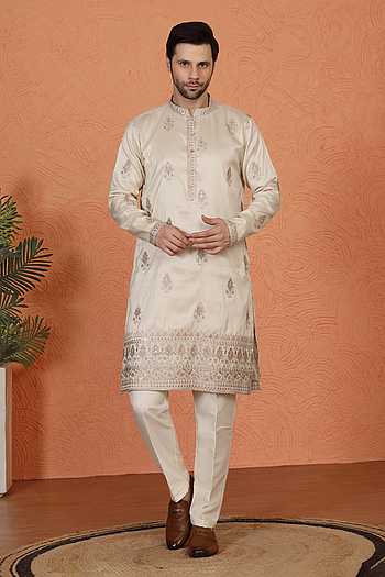 Embroidered Cotton Kurta & Pant Set