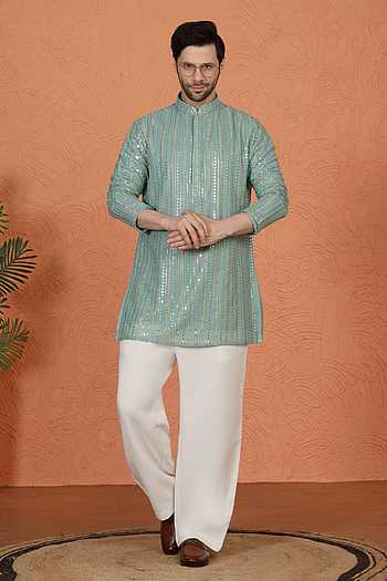 Embroidered Cotton Kurta & Pant Set