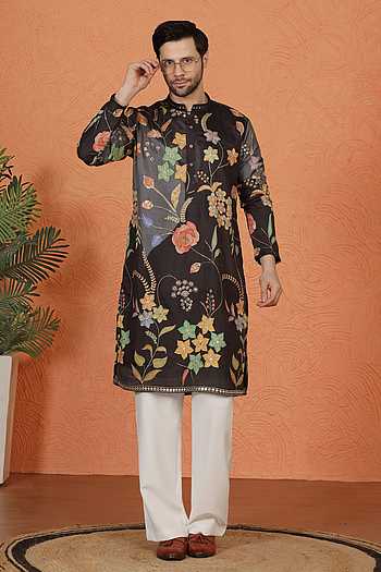 Embroidered Cotton Kurta & Pant Set