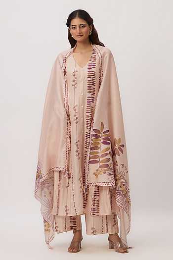 Watercolor Stripe Print Kurta Set