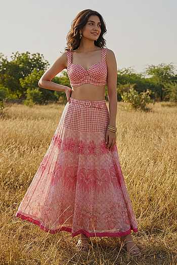 Printed Organza Skirt Set