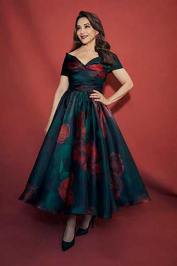 Twisted Off-Shoulder Rose Print Dress