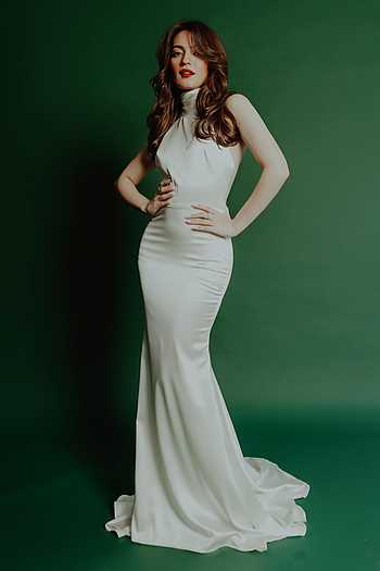 Satin Halter Neck Mermaid Gown